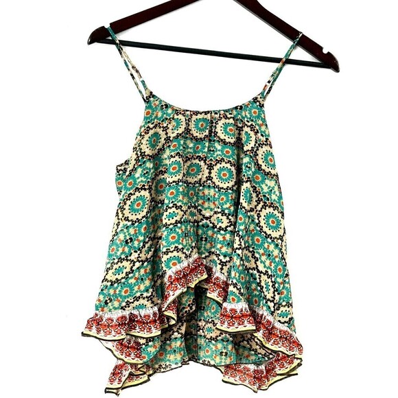 Anthropologie Patrons Of Peace Women S Blue Cami Tank Top Floral Sleeveless R3 - Picture 5 of 13